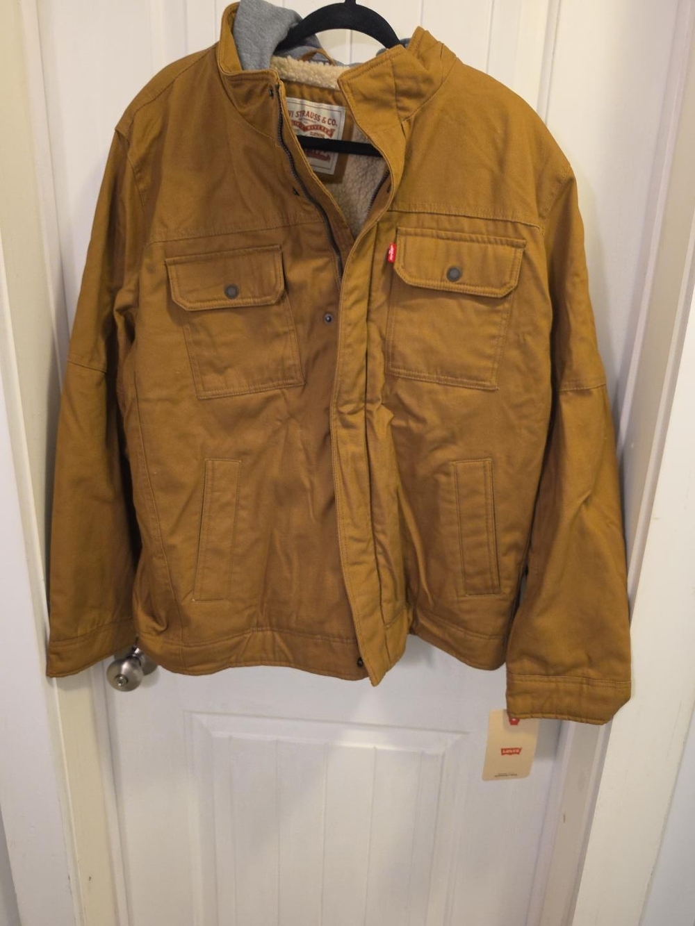 NWT Levi’s Men’s Sherpa-Lined Canvas Hooded Work Jacket Large